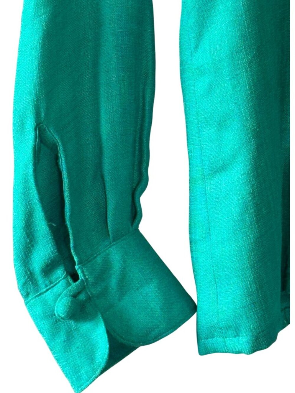 Vintage Evan Picone Petites Teal Button Front Pleated Blouse Top Size 4 - Picture 4 of 14